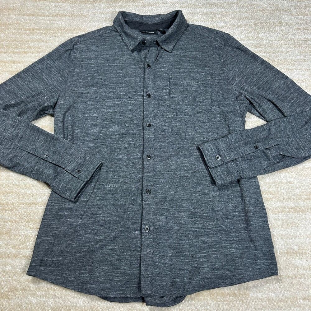Marc Anthony Shirt Mens L Slim Fit Gray‎ Long Sleeve Button Up Casual Heather
